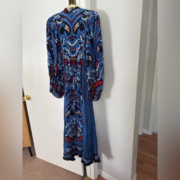 Farm Rio Black Toucans Scarf Long Sleeve Maxi Dress - Picture 8 of 9